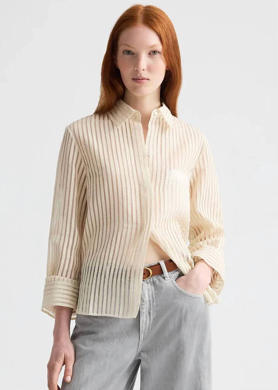 NEW TWP boyfriend button-down shirt in ribbon on organza